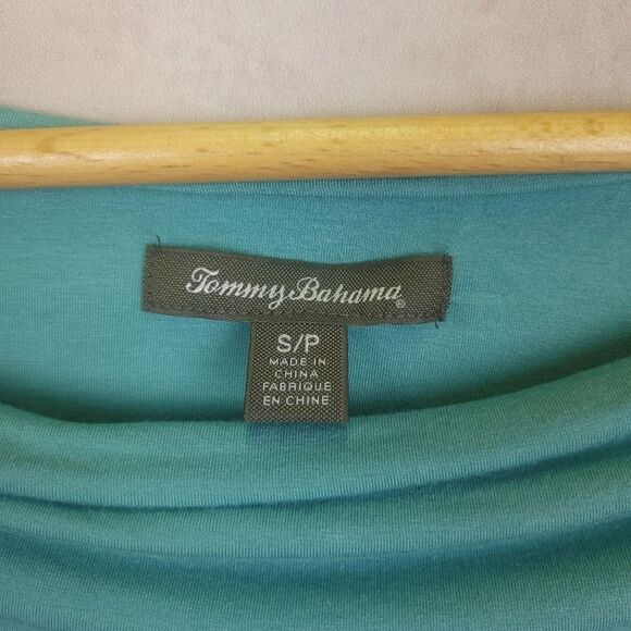 Tommy Bahama Teal Off Shoulder Ruched Long Sleeve Top Size Sm - Picture 7 of 8